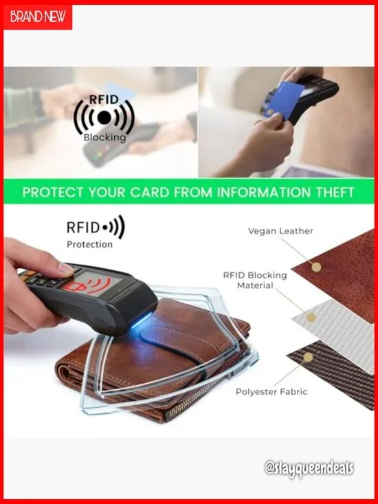 Small Leather Wallet RFID Blocking with Photo ID Card Holder Zipper Coin Purse - Picture 4 of 6